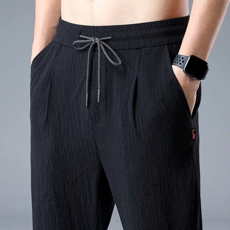 Ice Silk Man Jogger Linen Pants