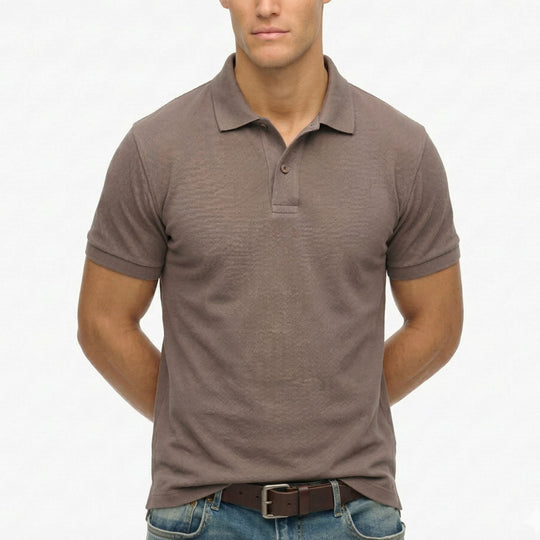 Classic Khaki Button Polo Shirt