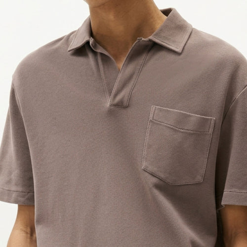 Buttonless Khaki Polo Shirt With Pocket