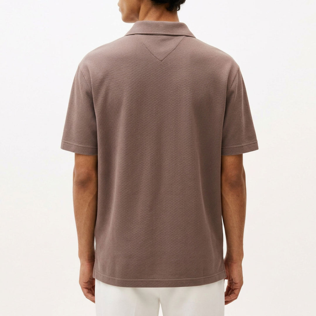 Buttonless Khaki Polo Shirt With Pocket