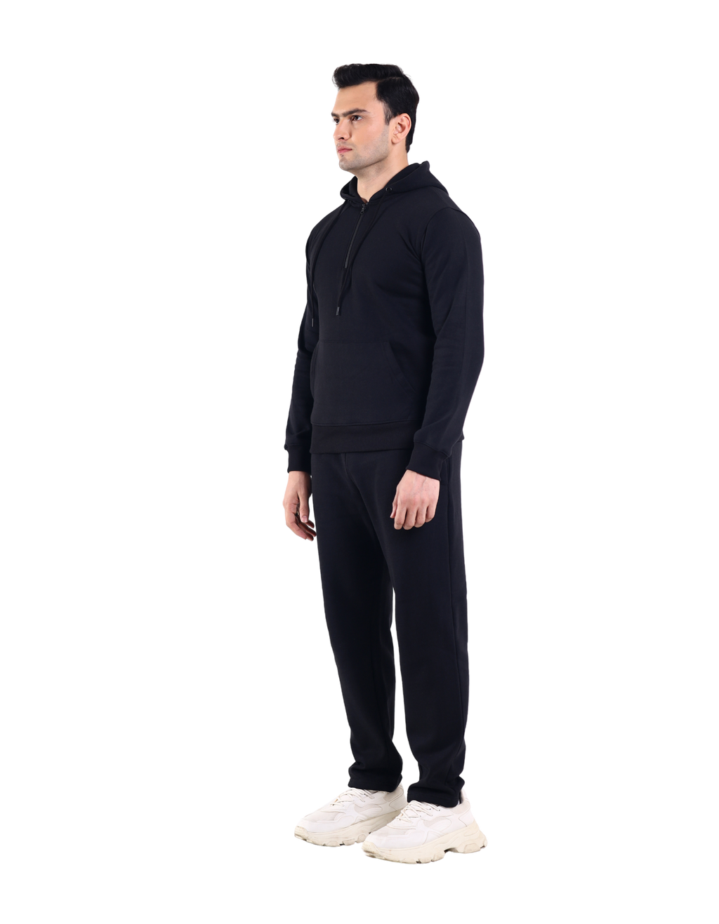 Mens Quarter Zip Pullover Fleece Sweatshirt Tracksuit With Drawstring jogggers