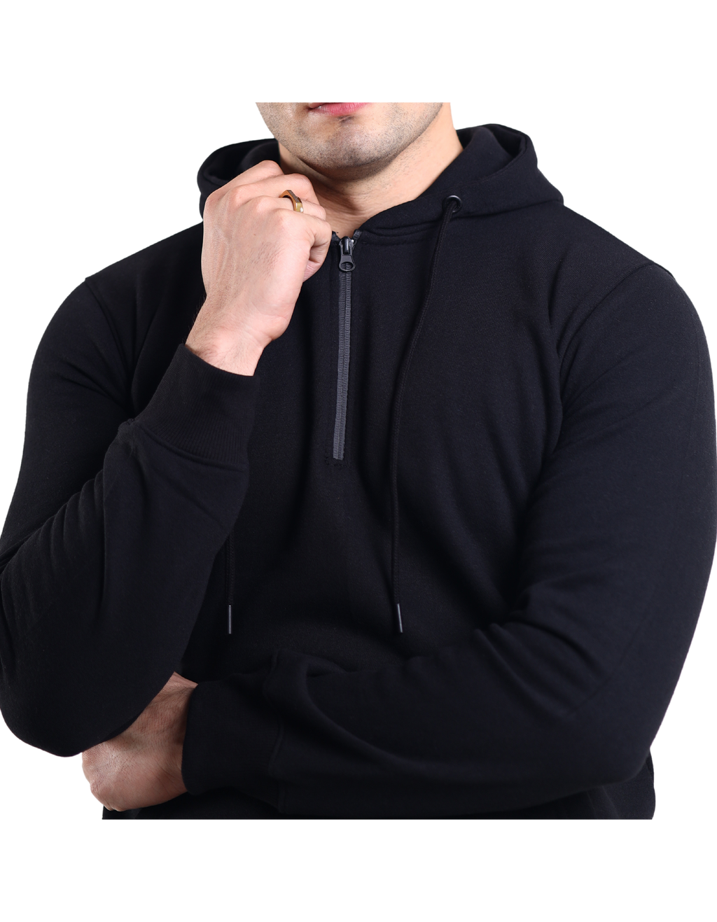 Mens Quarter Zip Pullover Fleece Sweatshirt Tracksuit With Drawstring jogggers