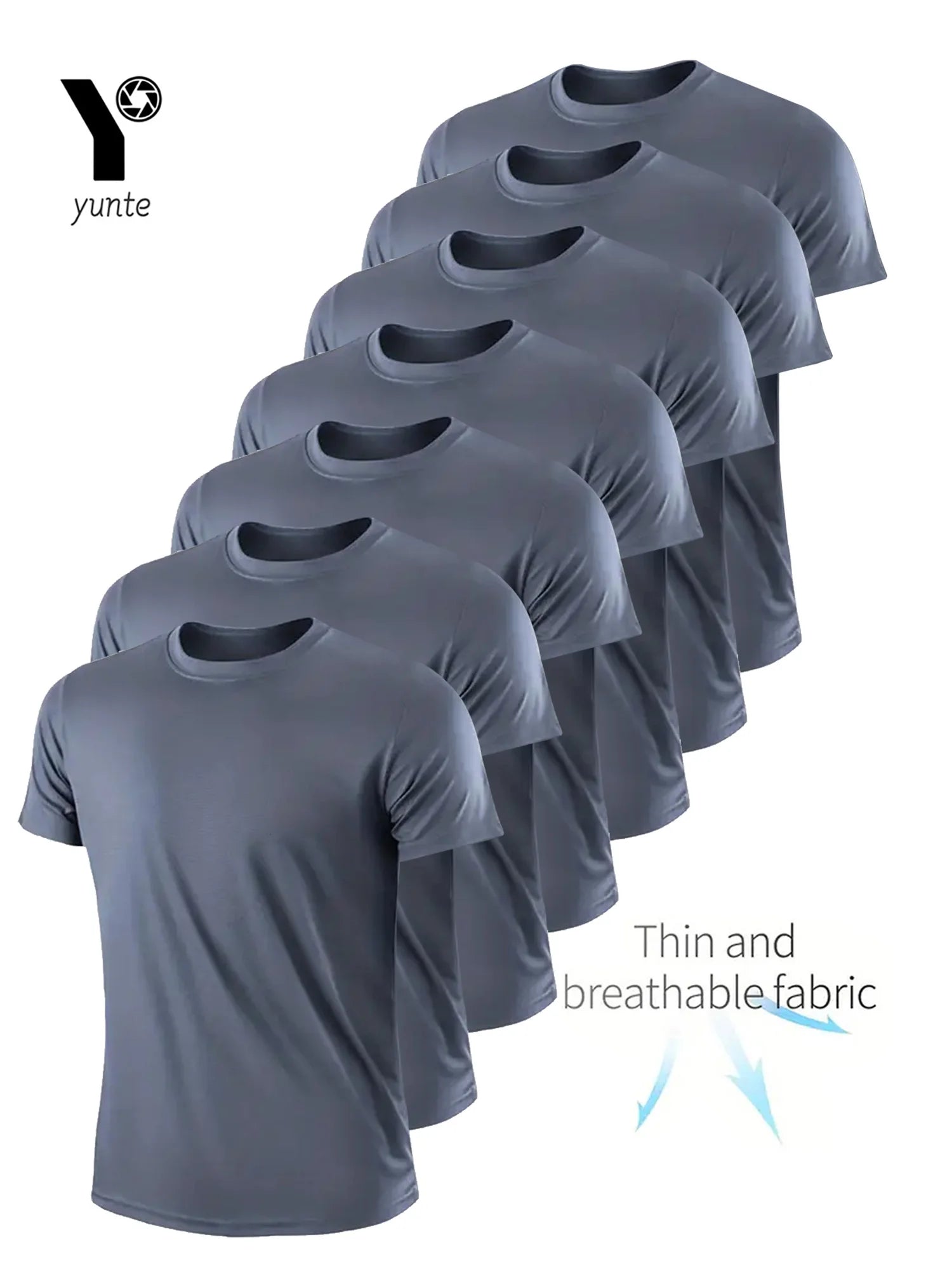 7 Pcs Gray Ultralight Men Quick Dry Breathable Shirt