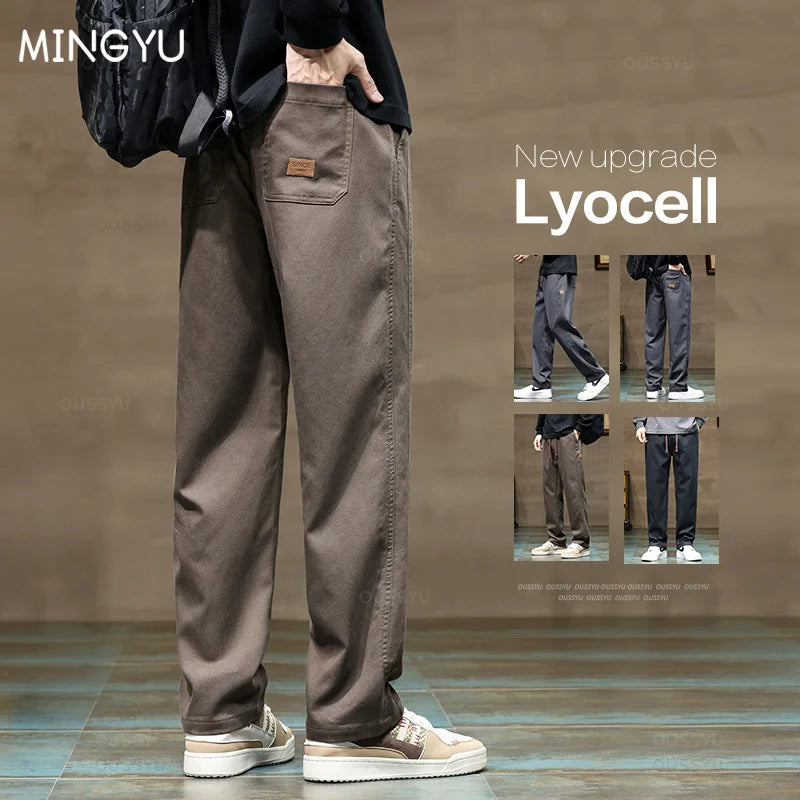 Lyocell Fabric Drawstring Pants Men