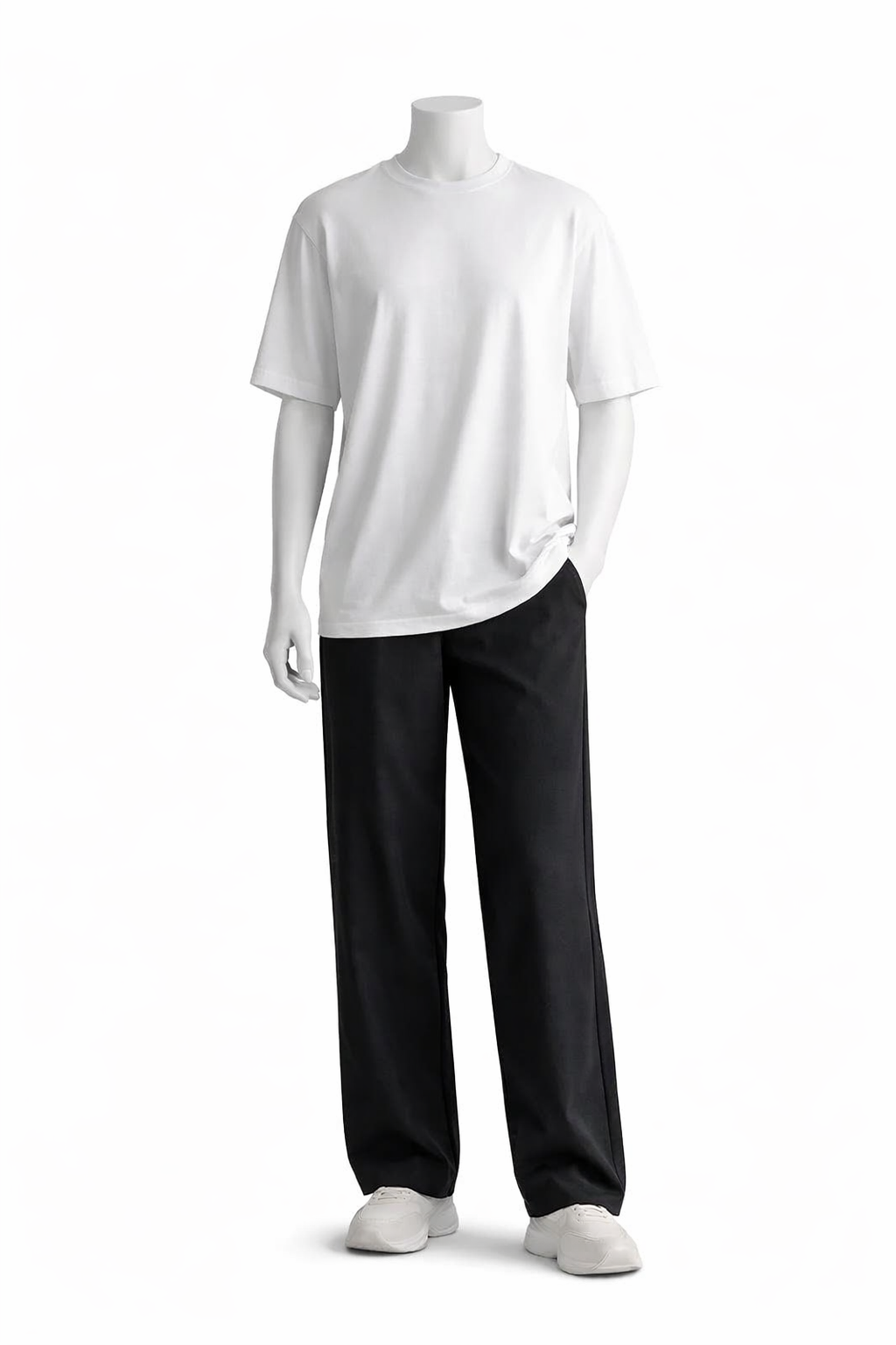 Everyday Relaxed Straight Trousers – Black