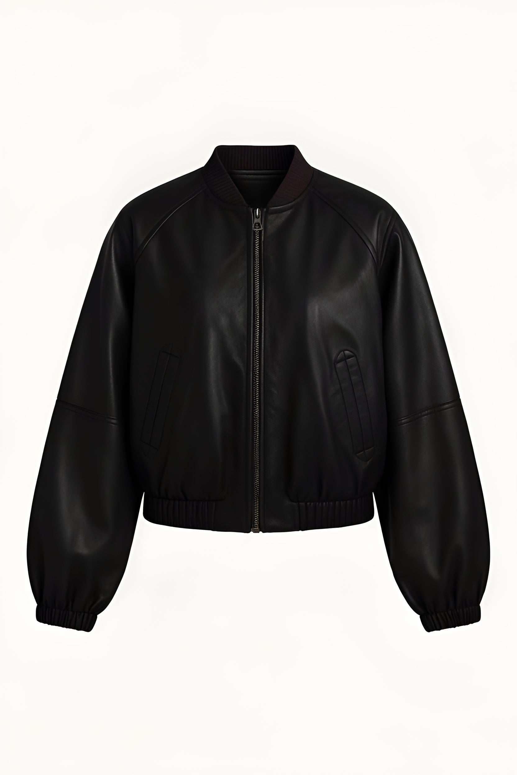 Women Luxurious Dark Plum Leather Bomber Jacket