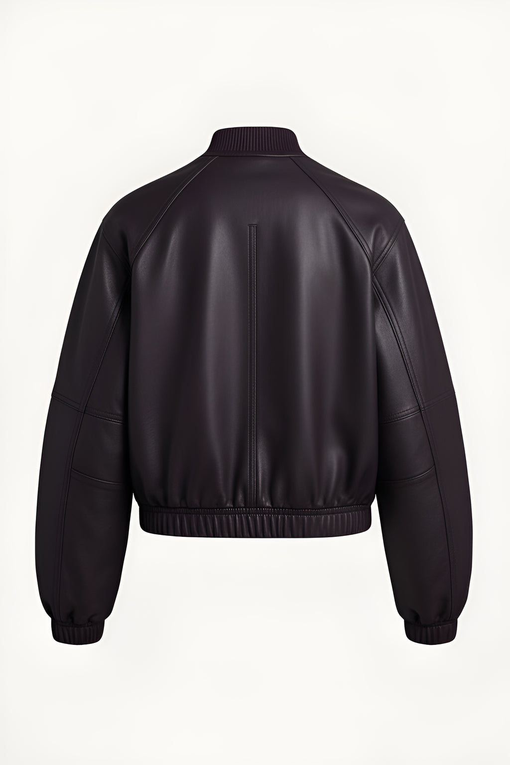 Women Luxurious Dark Plum Leather Bomber Jacket