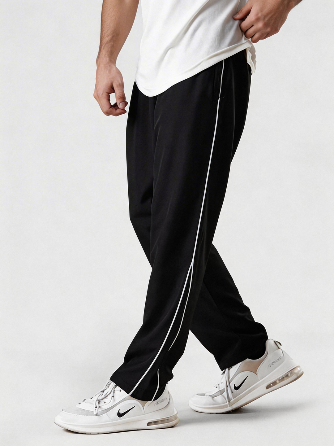 Premium Black Baggy Piping Bottoms
