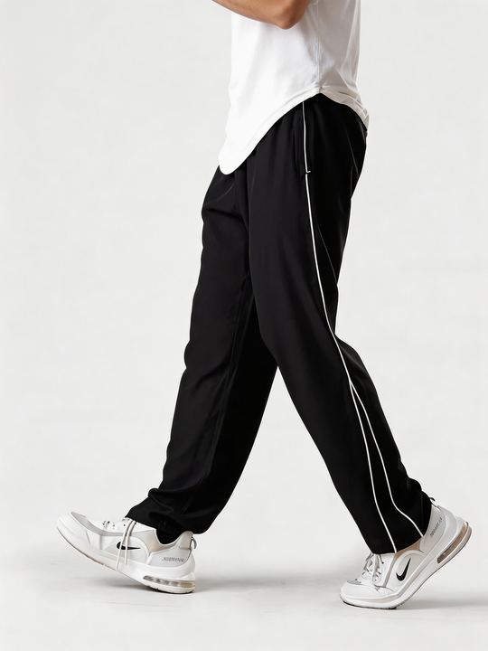 Premium Black Baggy Piping Bottoms