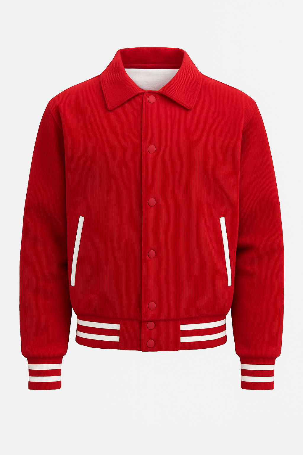 Stylish Red Corduroy Varsity Jacket