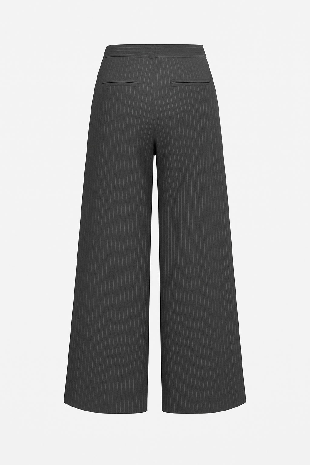 Chic Grey Pinstripe Darted Wide-Leg Trousers