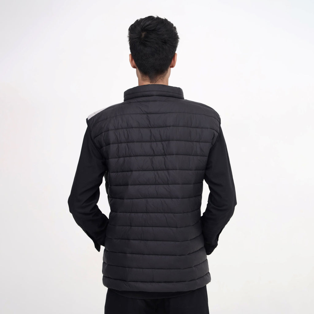 DualTone Quilted Puffer Vest – Gray & Black Sleeveless Jacket - Absanoh Pakistan