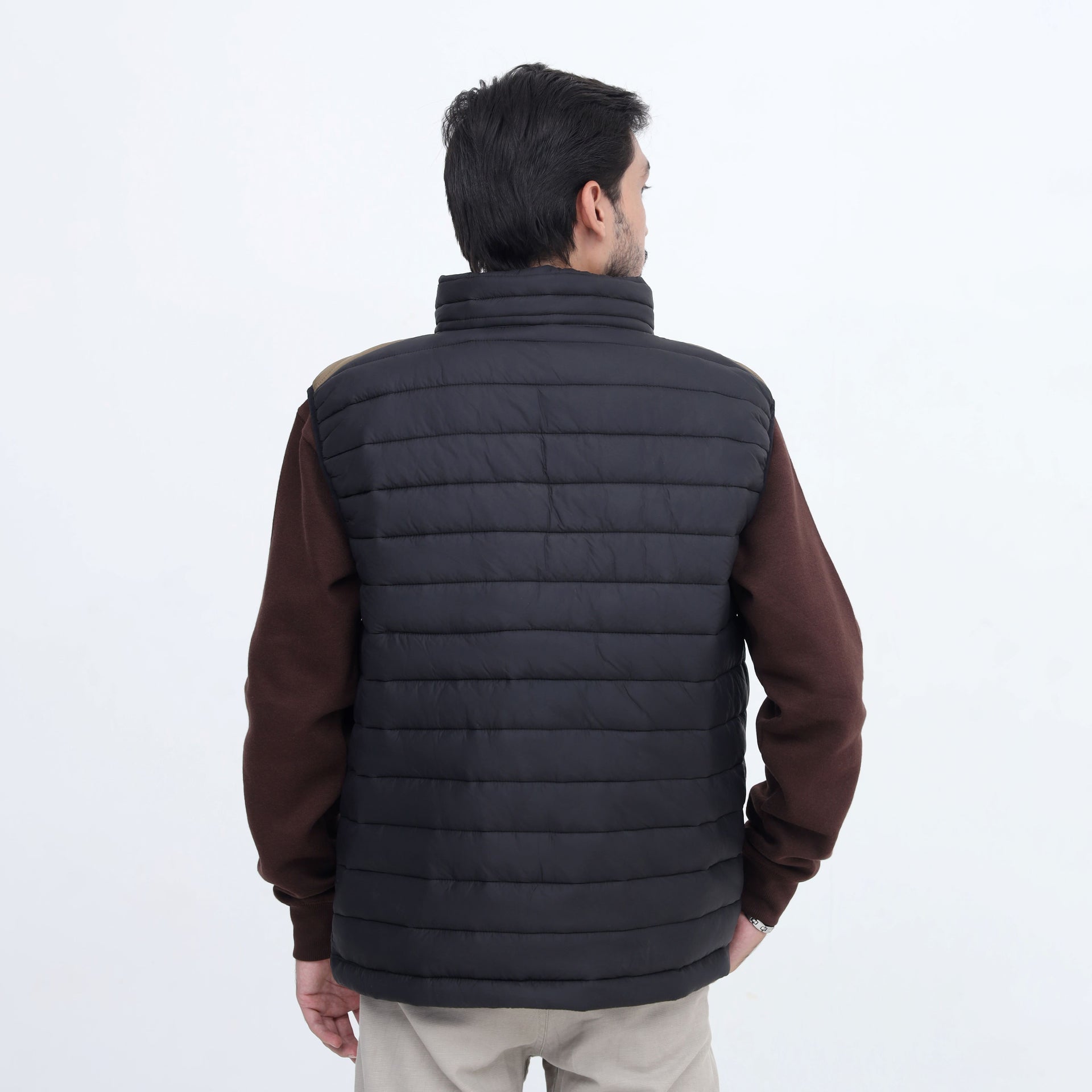 Hanzo SplitTone Quilted Puffer Jacket – Olive & Black Sleeveless Winter Jacket - Absanoh Pakistan