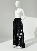 Women Strip Wide Leg Trouser