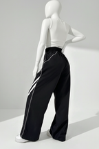 Women Strip Wide Leg Trouser