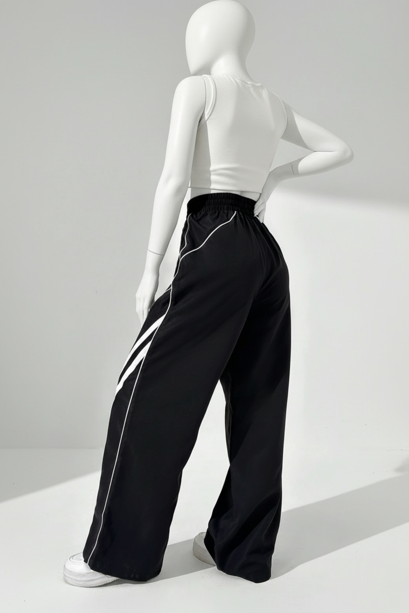 Women Strip Wide Leg Trouser