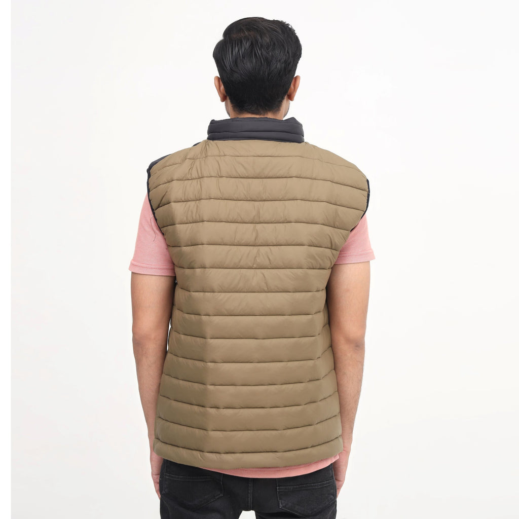 Men Black & Brown Puffer Vest - Absanoh Pakistan