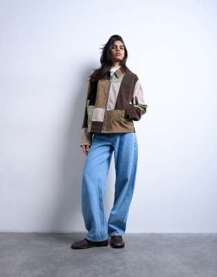 Multi Tone Patchwork Boxy Zip Jacket for Women - Absanoh Pakistan