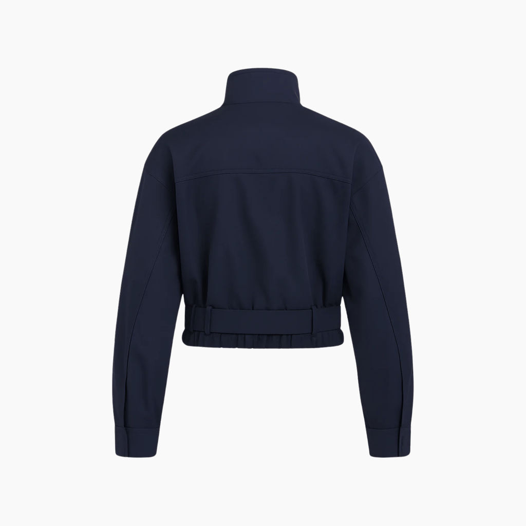 Navy Belted Bubble Hem Jacket - Absanoh Pakistan