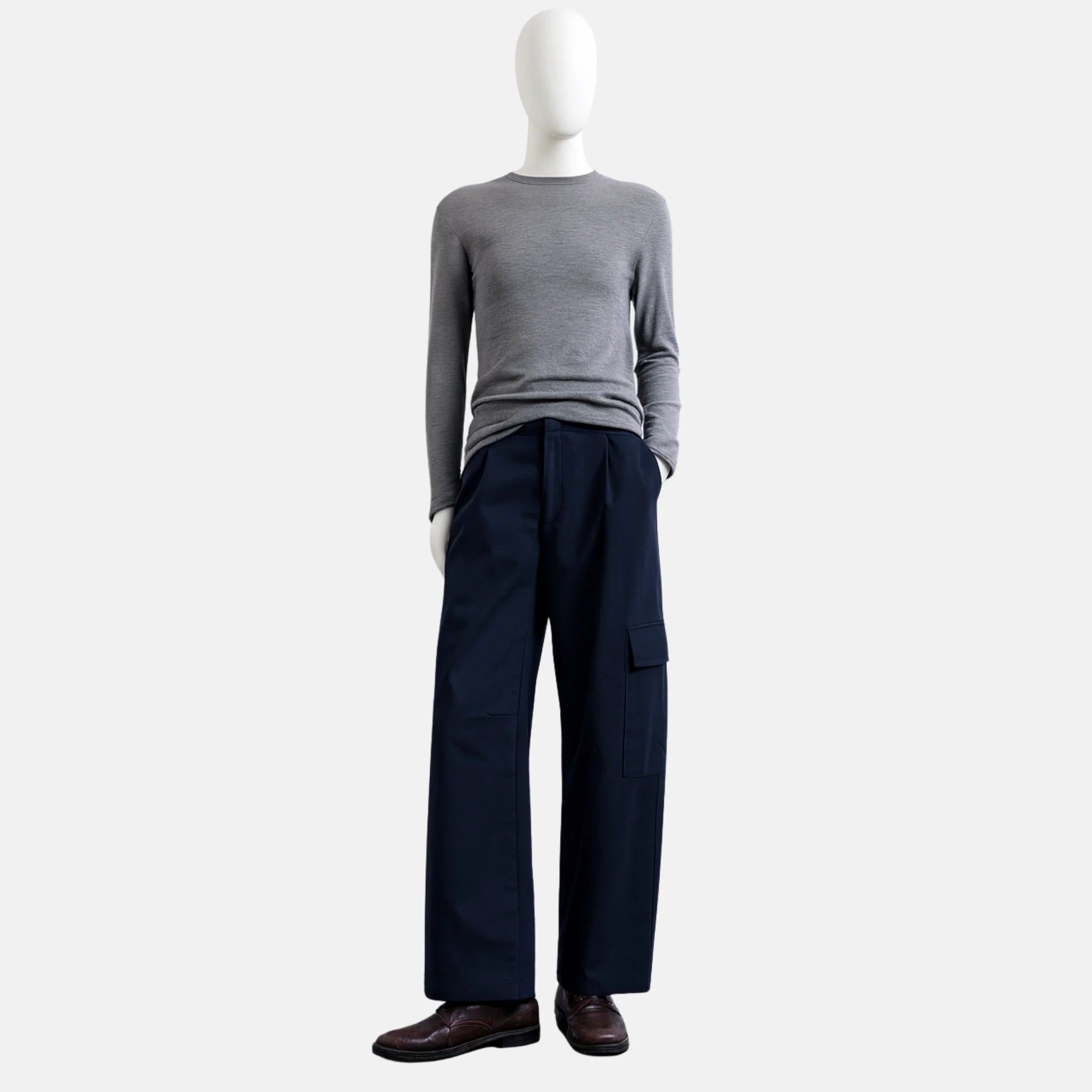 Navy Tailored Barrel Leg Cargo Trouser - Absanoh Pakistan