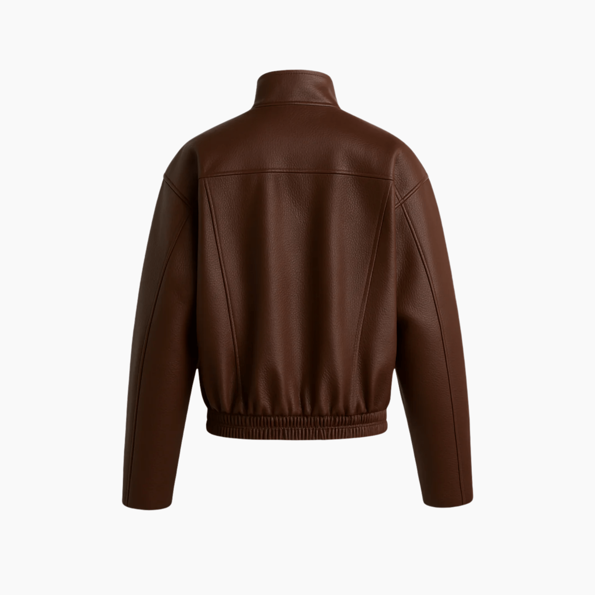 Oversized Dark Brown Coated Jacket with Stand Collar - Absanoh Pakistan