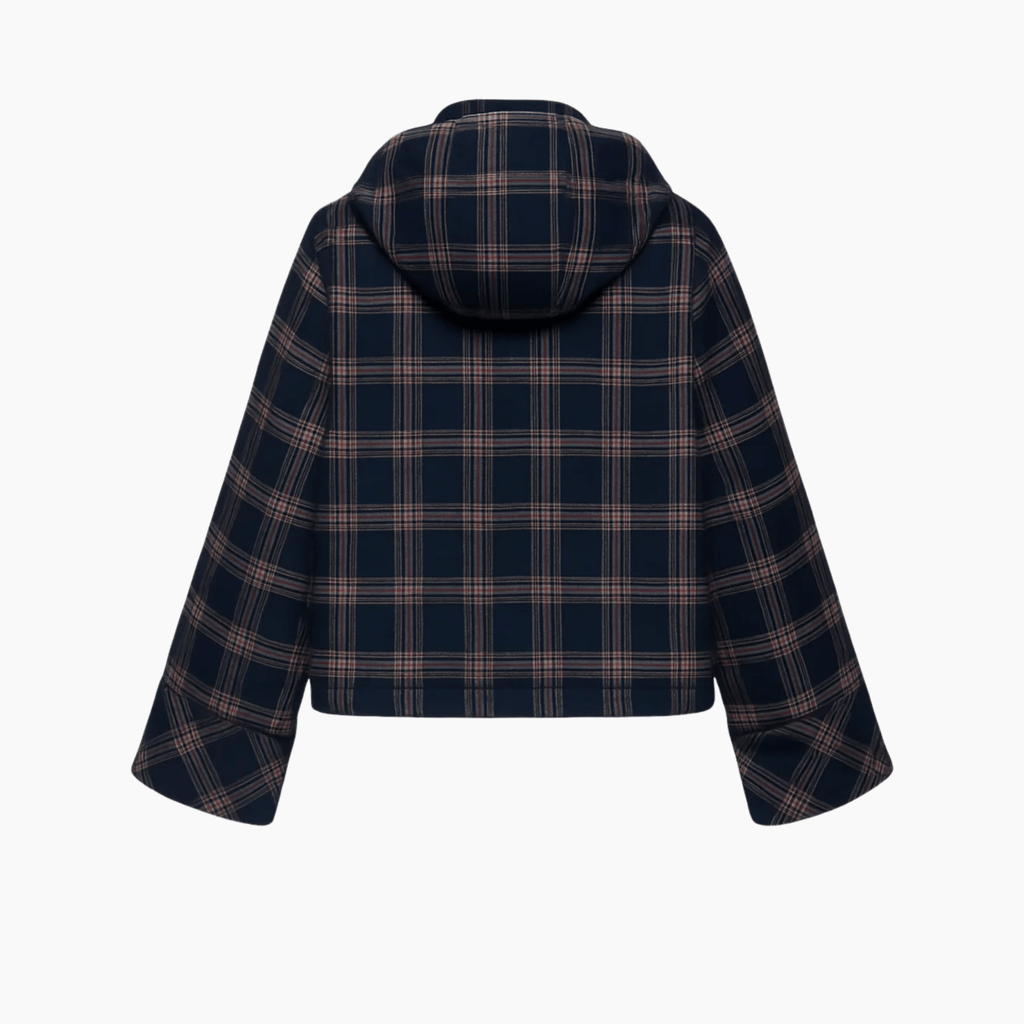 Red Navy Checked Hooded Jacket - Absanoh Pakistan