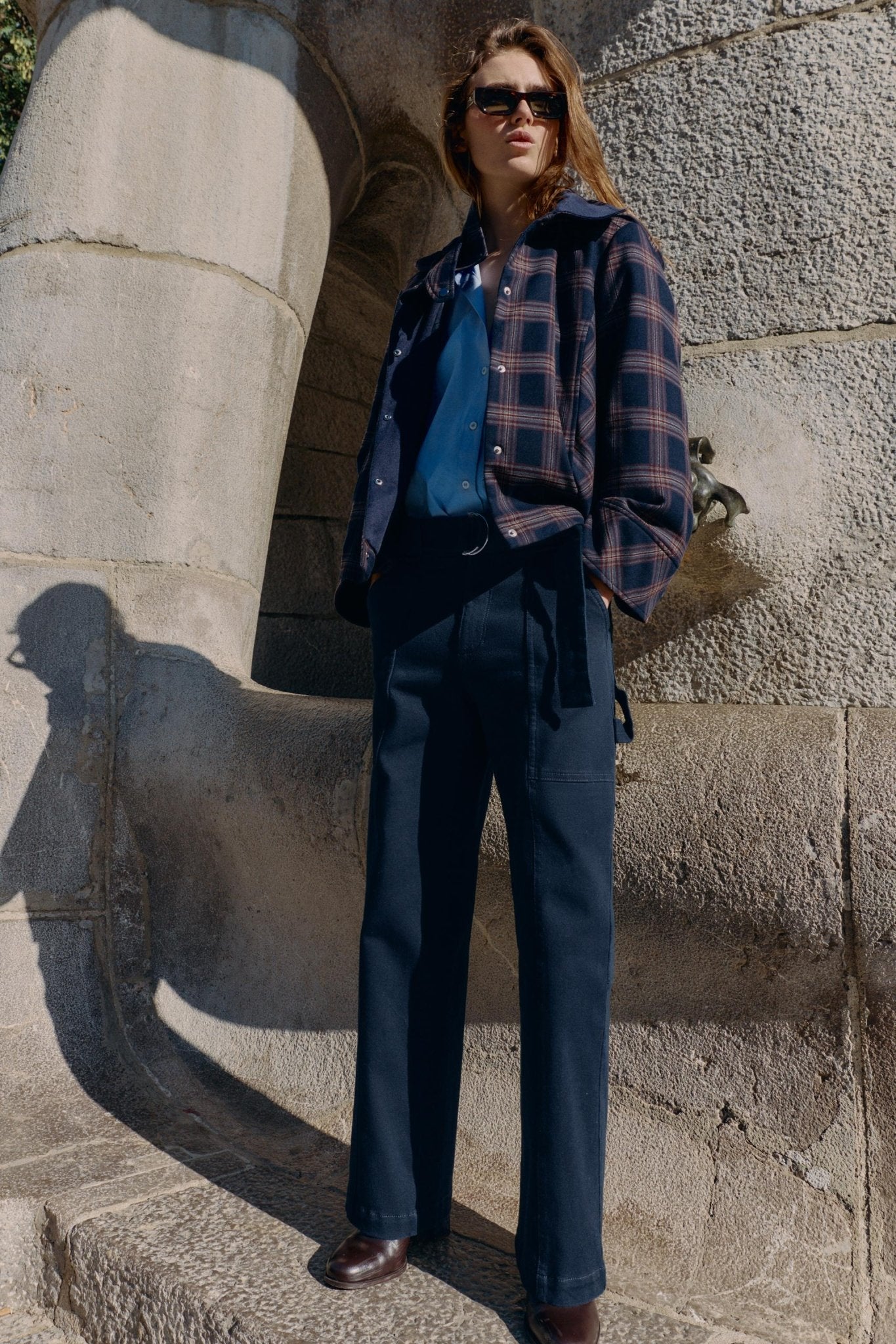 Red Navy Checked Hooded Jacket - Absanoh Pakistan