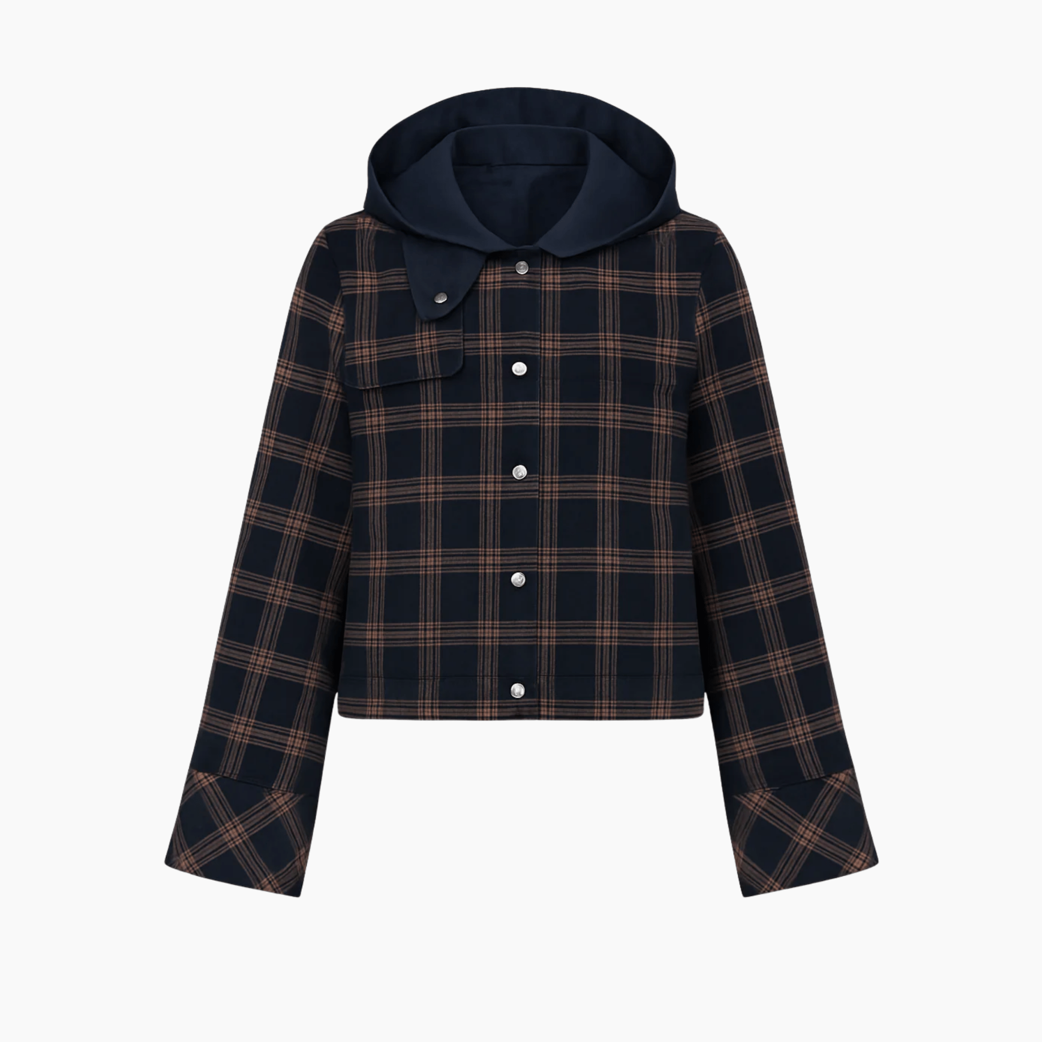 Red Navy Checked Hooded Jacket - Absanoh Pakistan