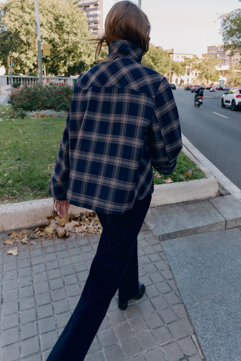 Red Navy Checked Hooded Jacket - Absanoh Pakistan