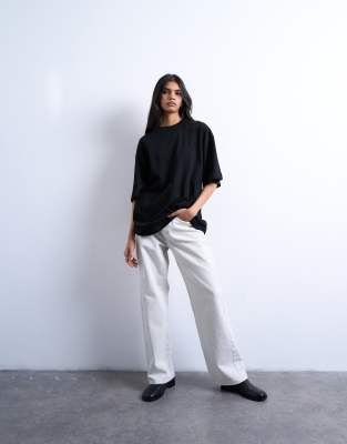 Women Soft Cotton Oversized Black Drop Shoulder Tee - Absanoh Pakistan